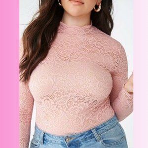 Mauve Lace Bodysuit - Forever 21